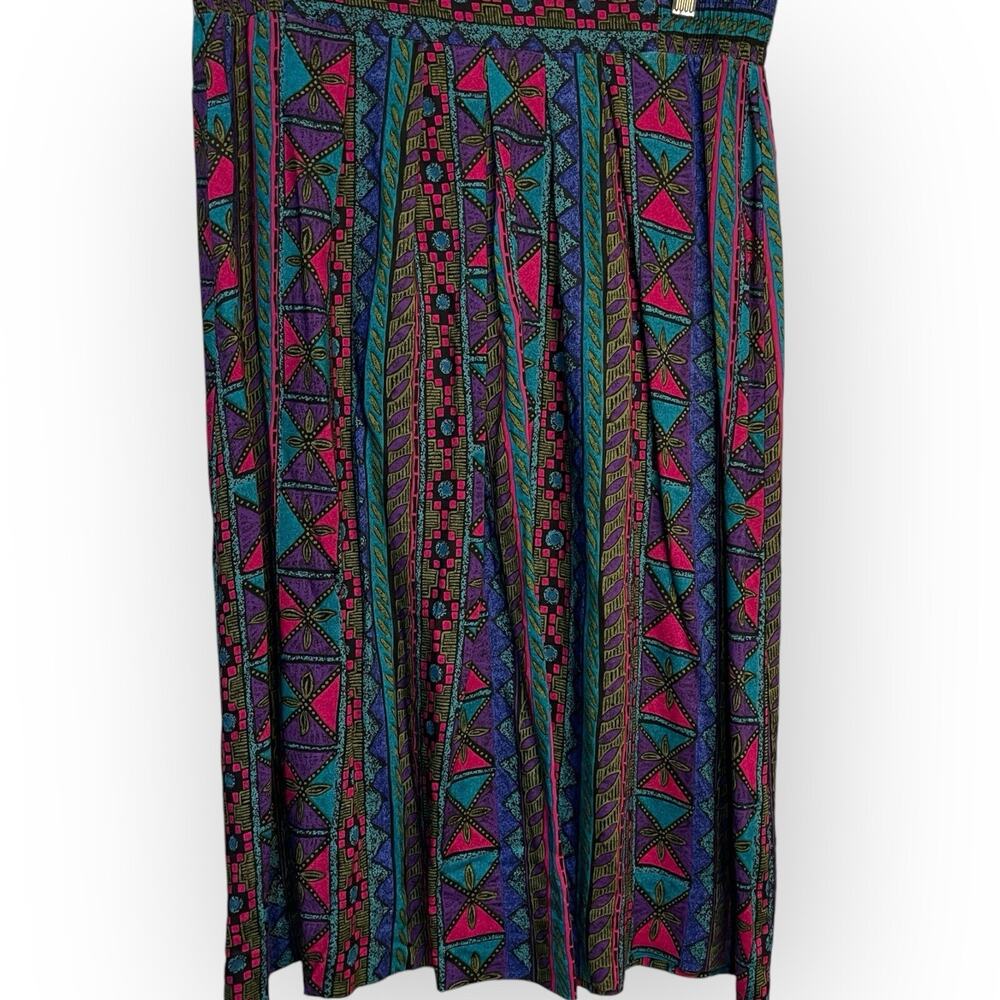 Norton McNaughton Multicolor Geometric Midi Skirt - Teal, Magenta, Blue - Picture 4 of 11
